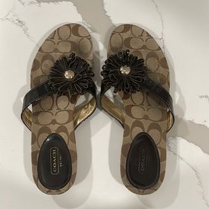 Coach “Skye” thong sandals size 9.5, brown patent leather